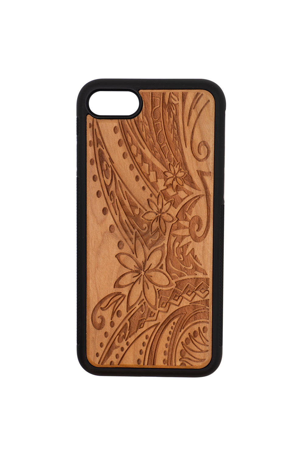 Tribal Plumeria Engraving iPhone SE (2nd generation or later) Wood Case