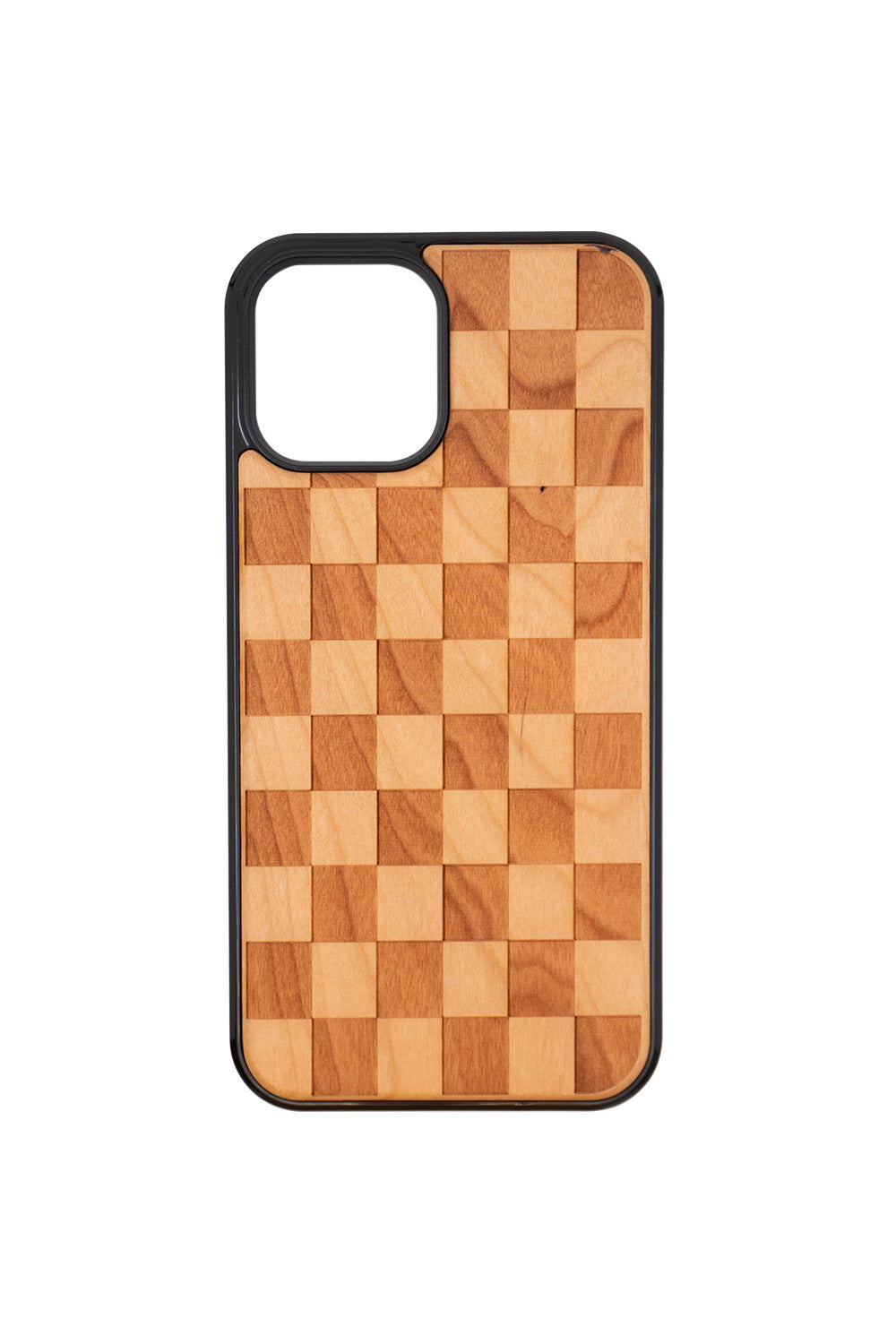 Checker Engraving iPhone 12 Pro Max Wood Case