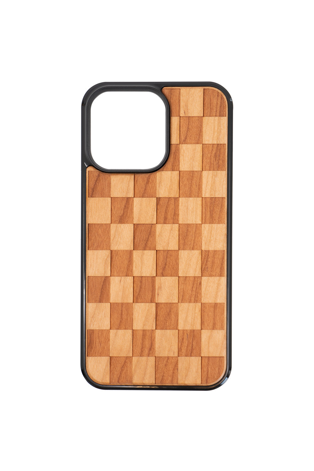 Checker Engraving iPhone 13 Pro Max Wood Case