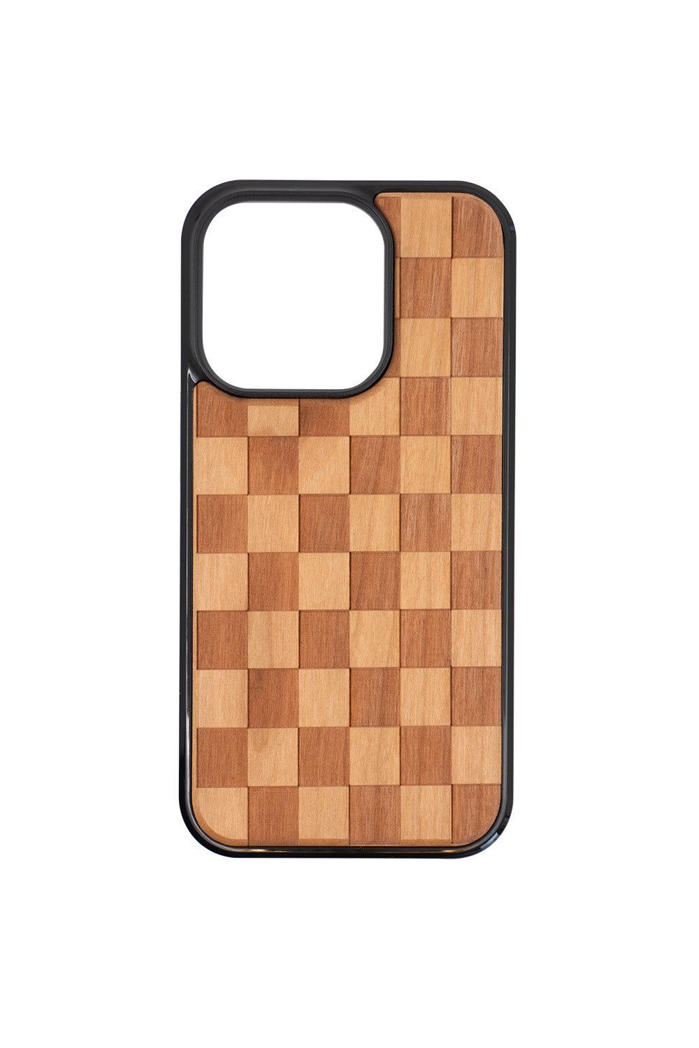 Checker Engraving iPhone 13 Pro Wood Case