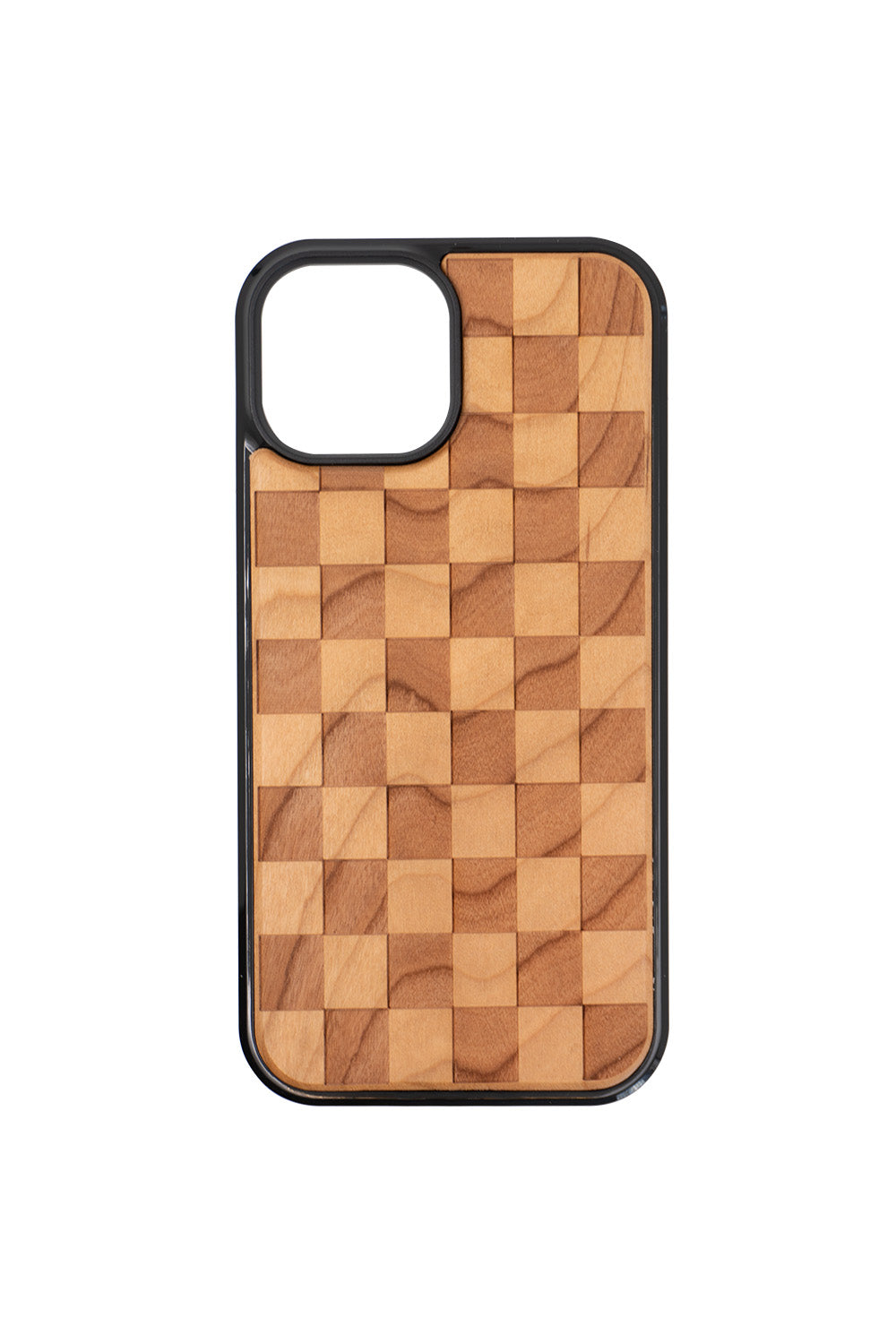 Checker Engraving iPhone 13 Wood Case