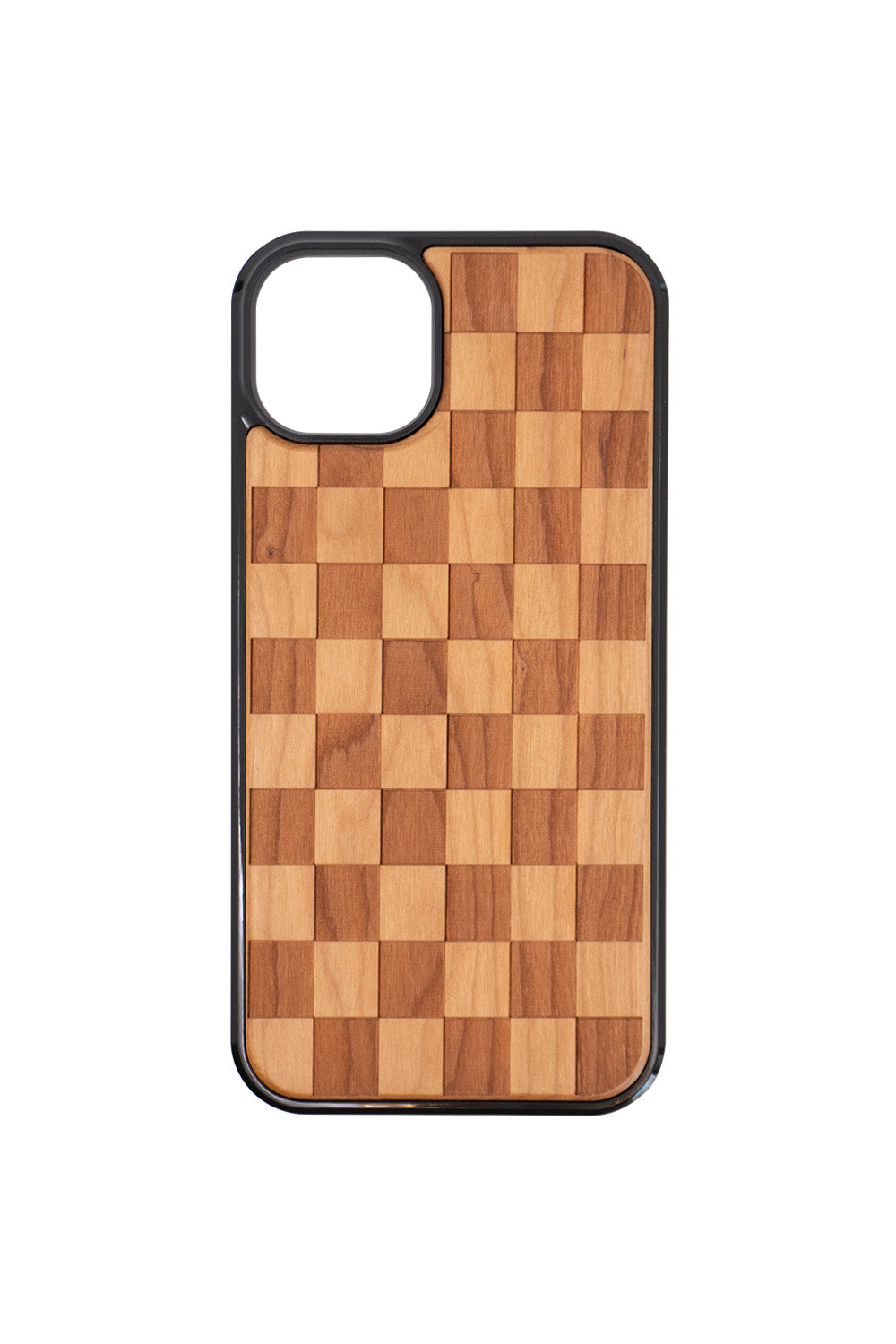 Checker Engraving iPhone 14 Plus Wood Case