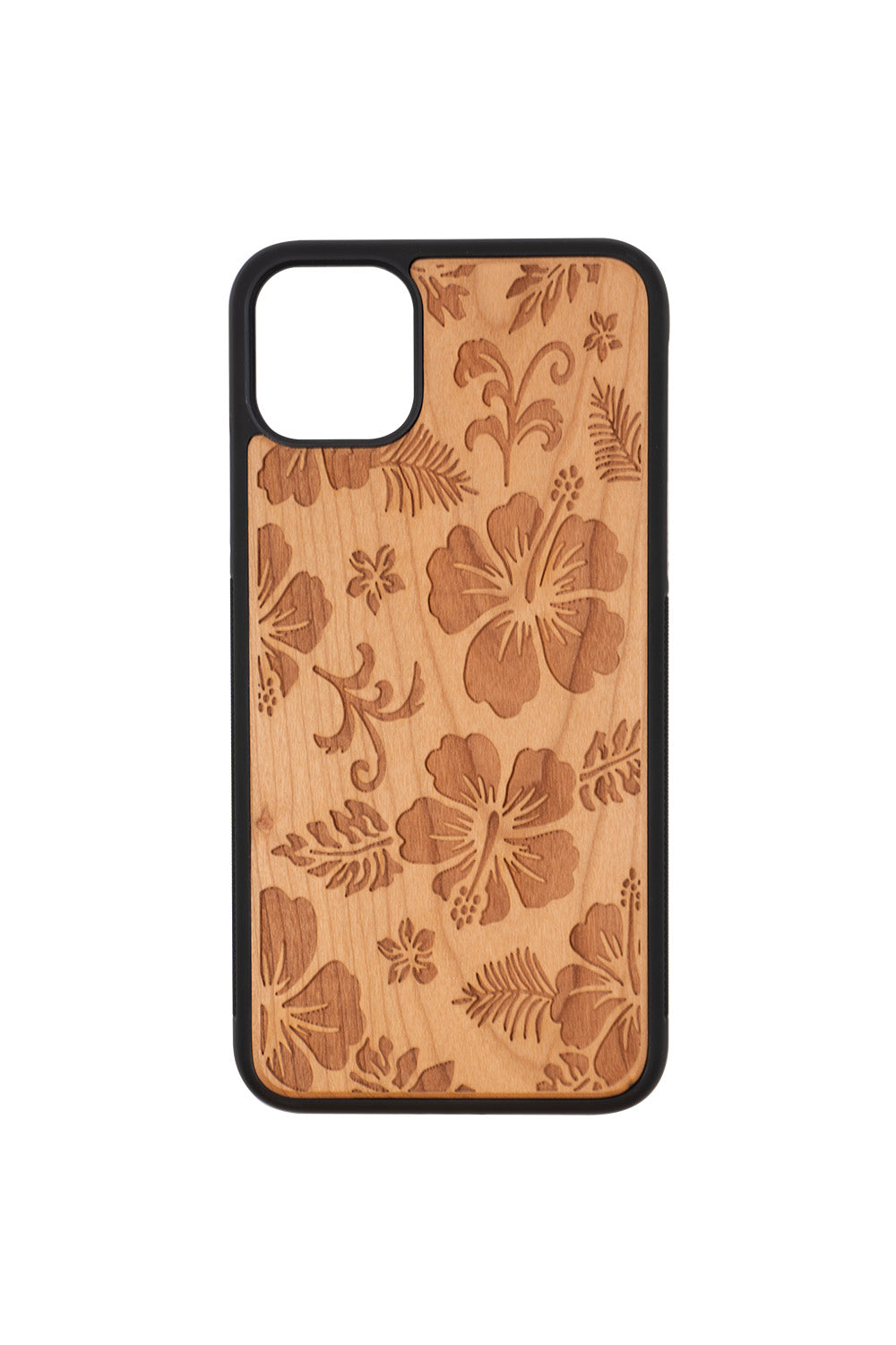 Hibiscus Engraving iPhone 11 Pro Max Wood Case