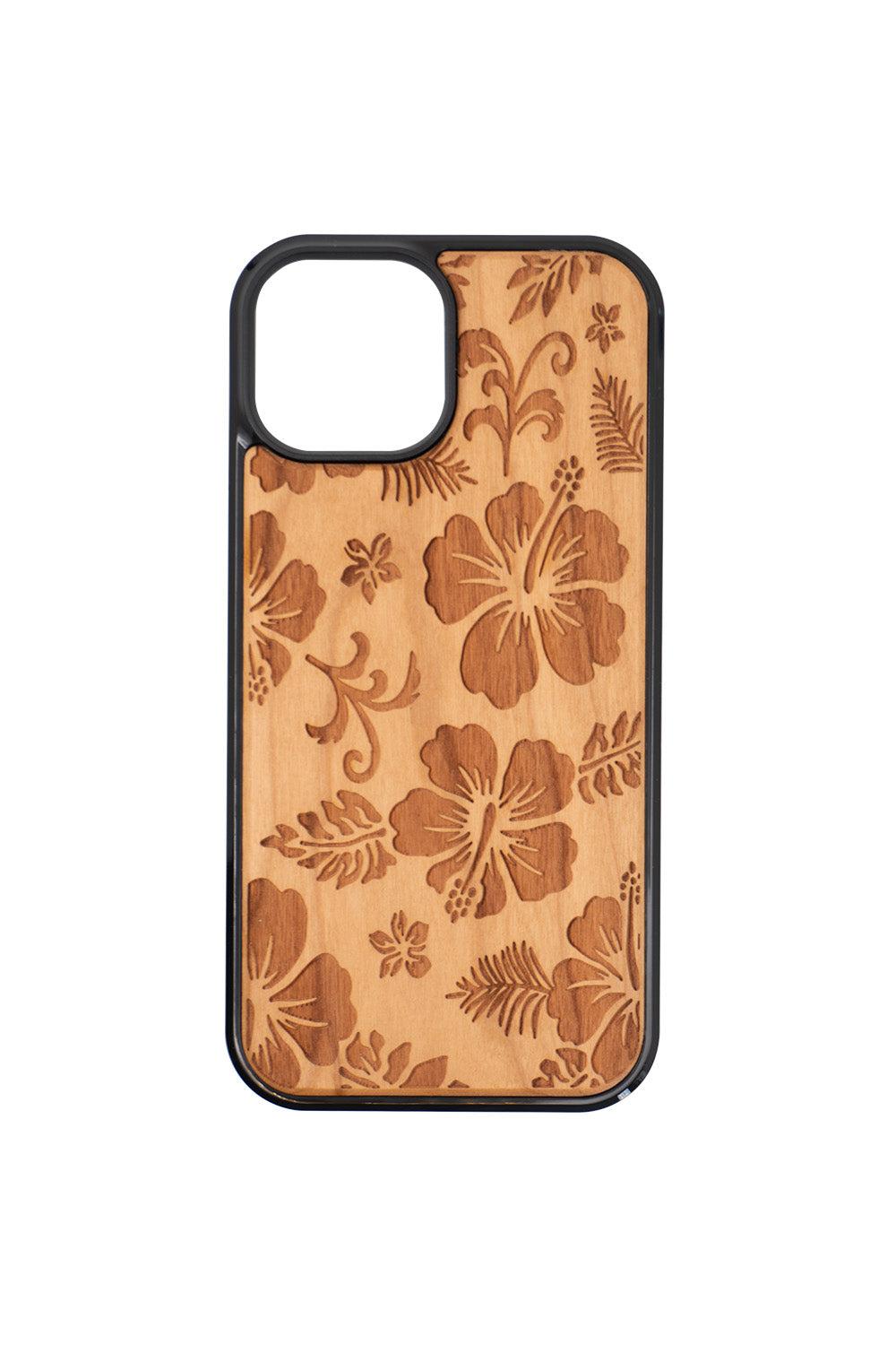 Hibiscus Engraving iPhone 13 Wood Case