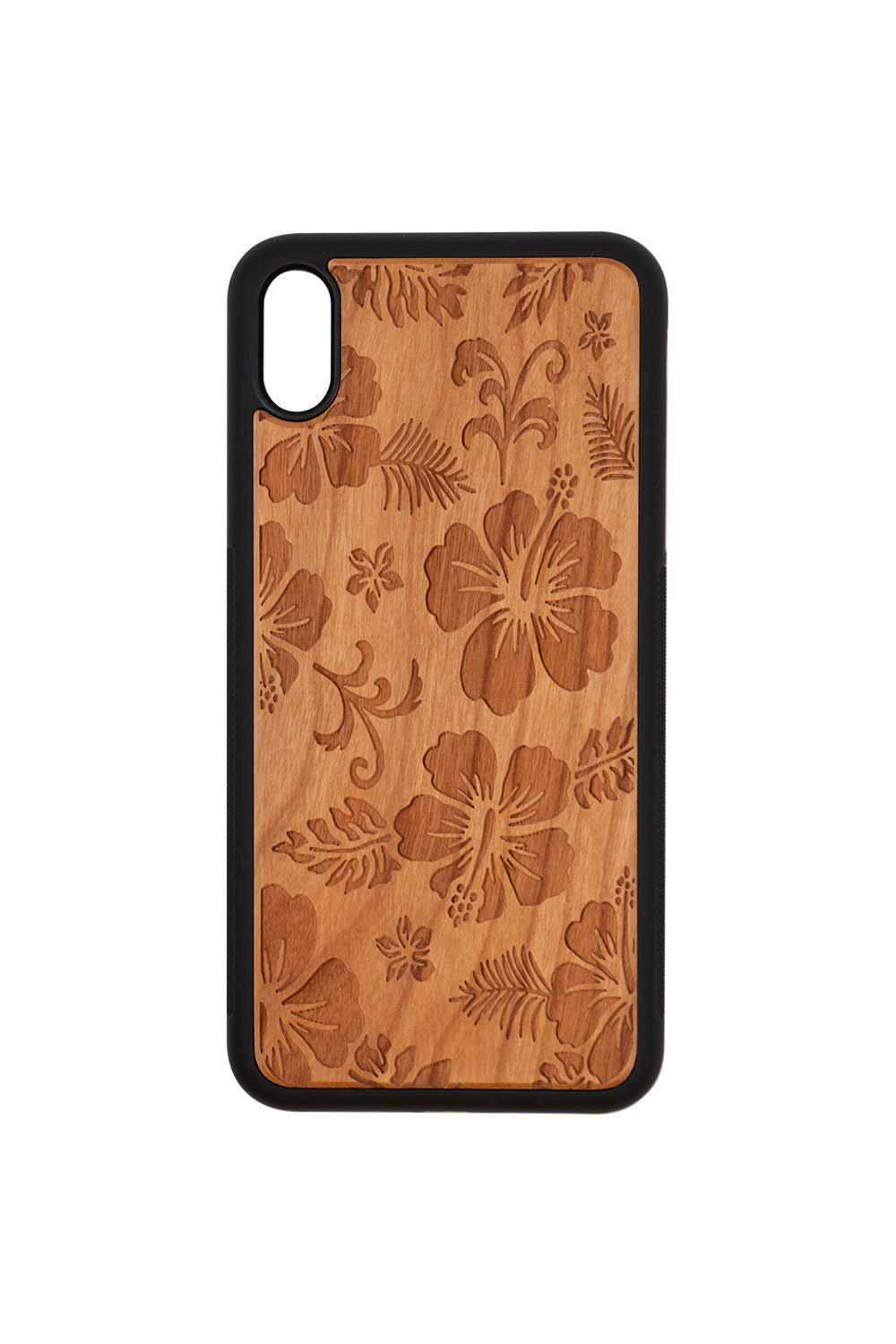 Hibiscus Engraving iPhone XS Max Wood Case