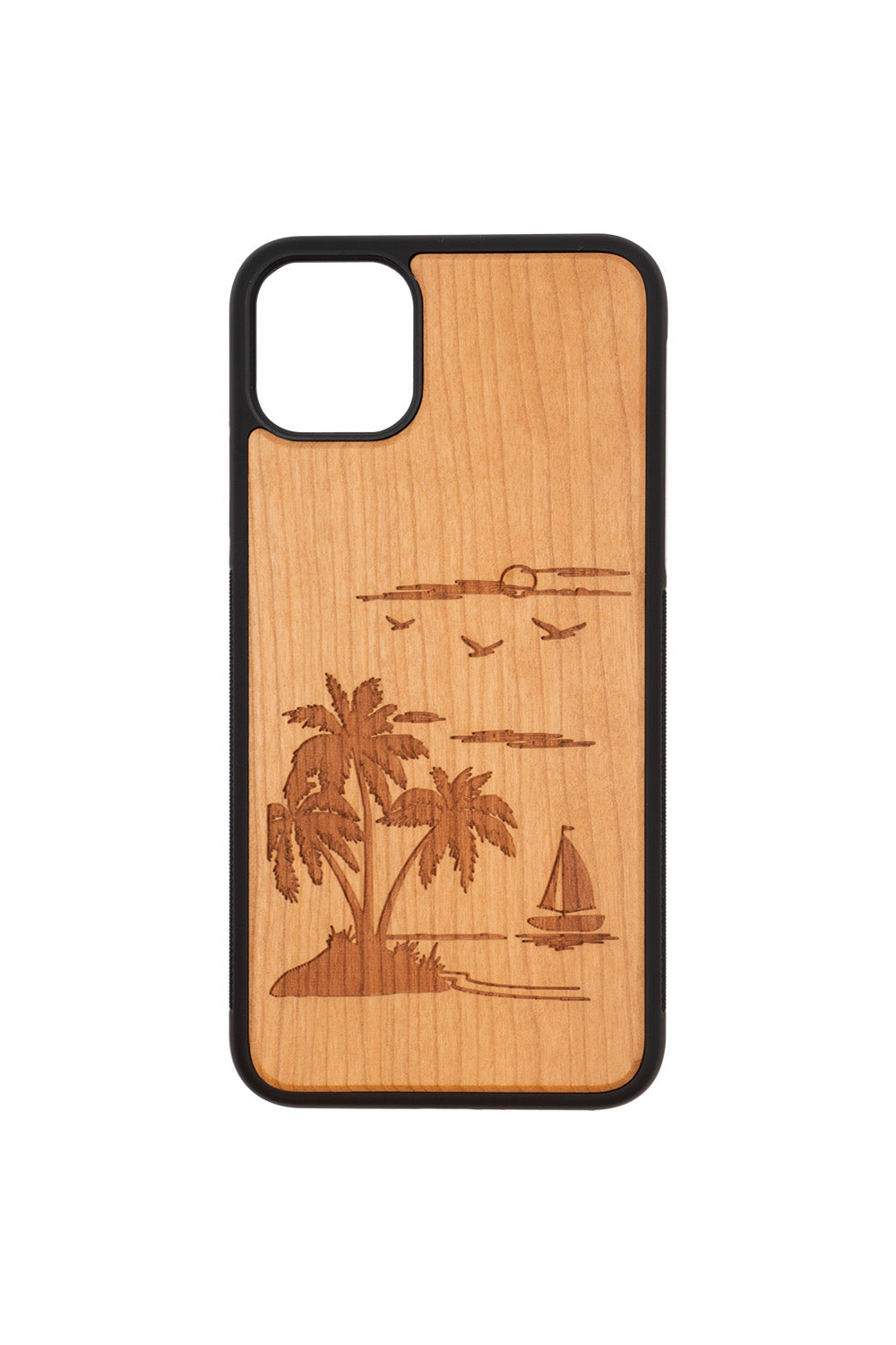 Palm Tree Engraving iPhone 11 Pro Max Wood Case