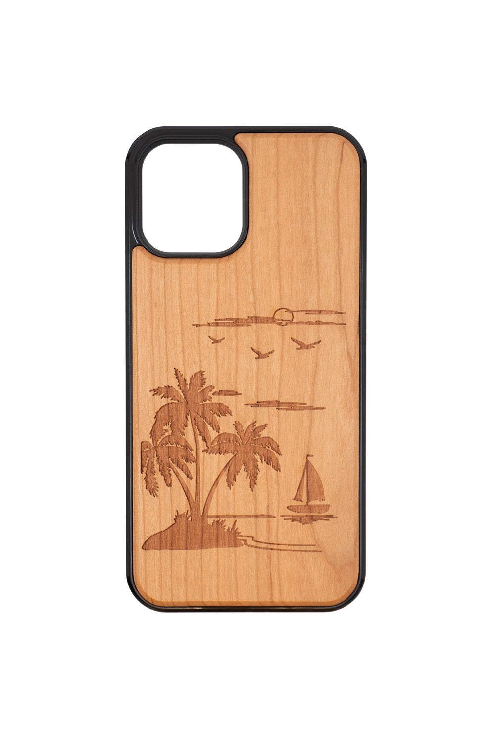 Palm Tree Engraving iPhone 12 Pro Max Wood Case