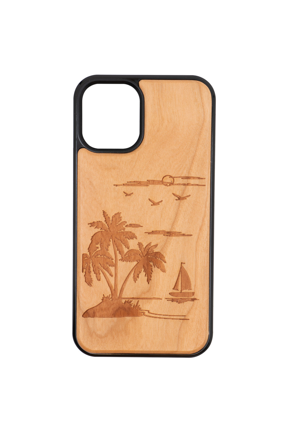 Palm Tree Engraving iPhone 12 mini Wood Case