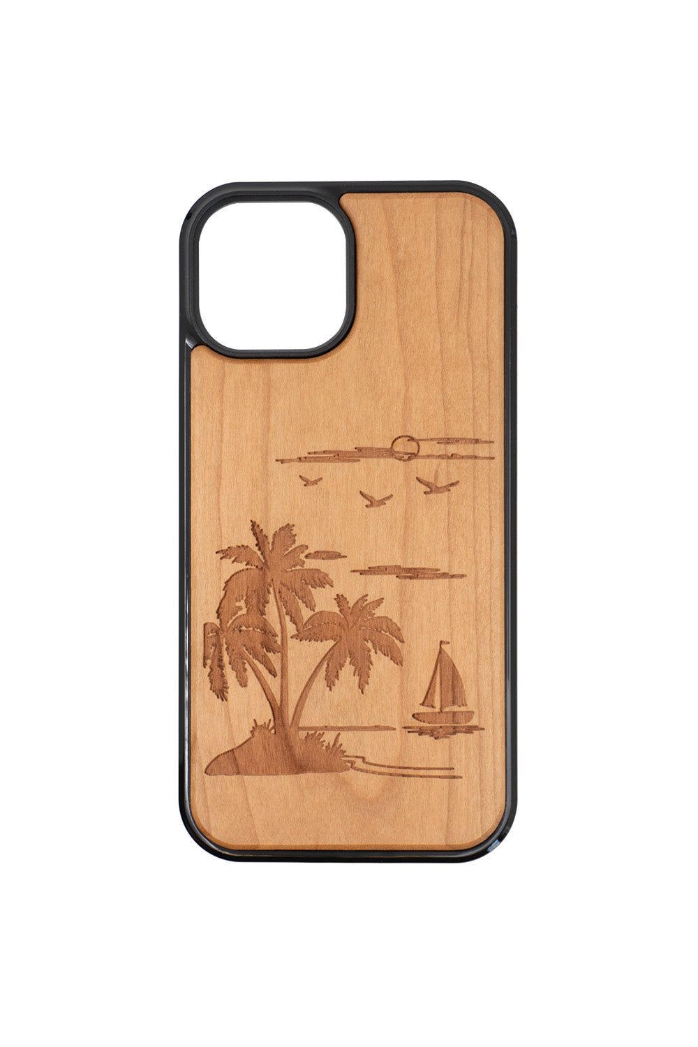 Palm Tree Engraving iPhone 13 Wood Case