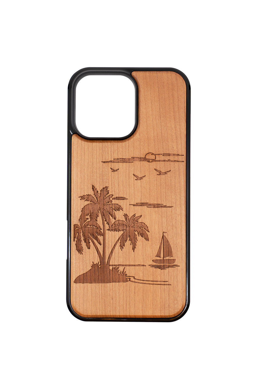 Palm Tree Engraving iPhone 16 Pro Max Wood Case