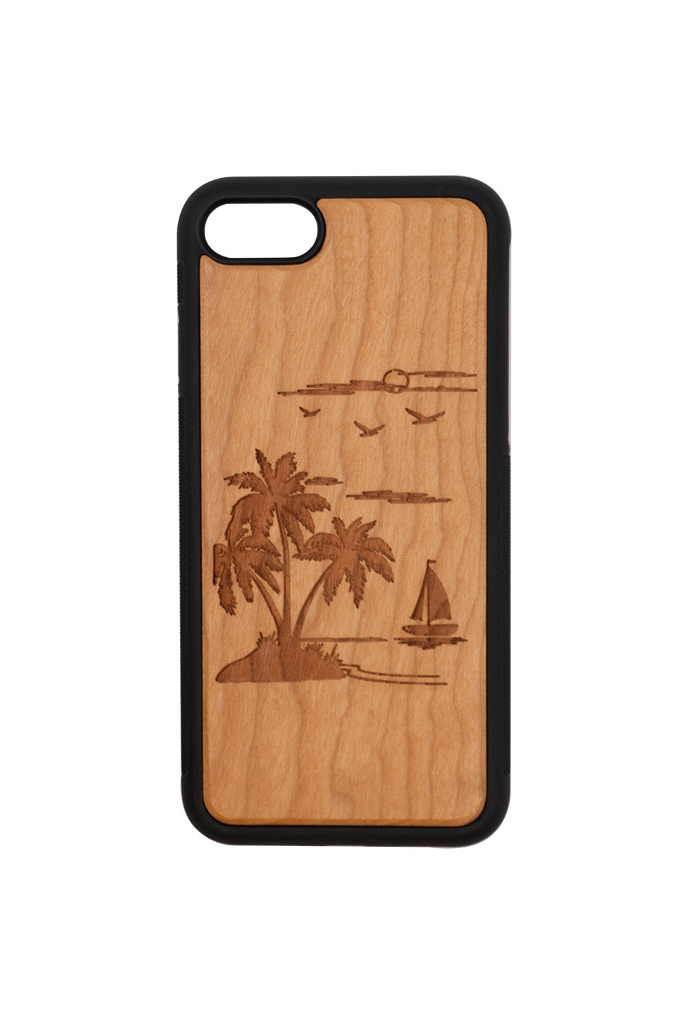 Palm Tree Engraving iPhone SE (2nd generation or later) Wood Case