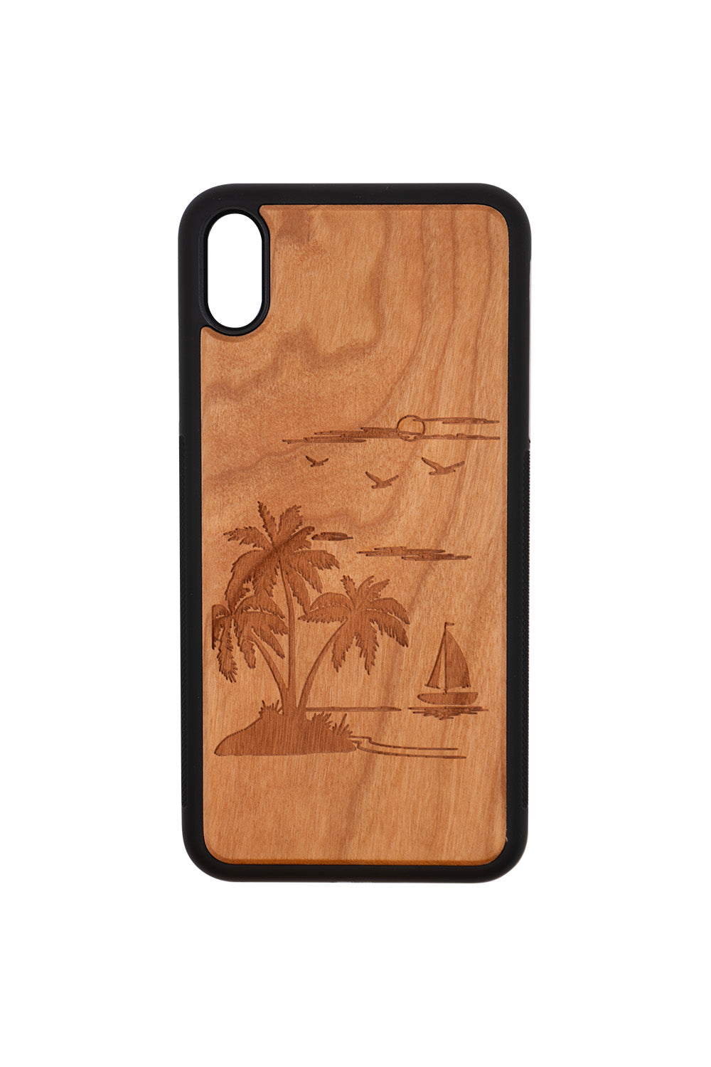 Palm Tree Engraving iPhone XR Wood Case