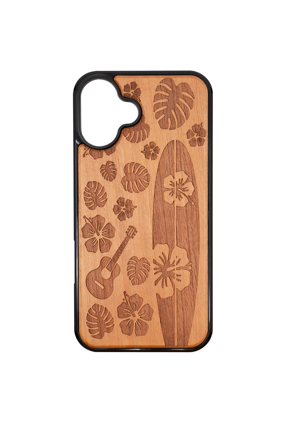 Surfboard Engraving iPhone 16 Plus Wood Case