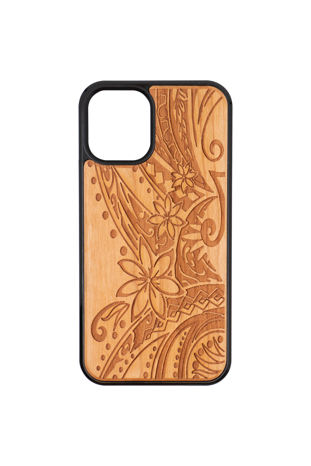 Tribal Plumeria Engraving iPhone 12 mini Wood Case