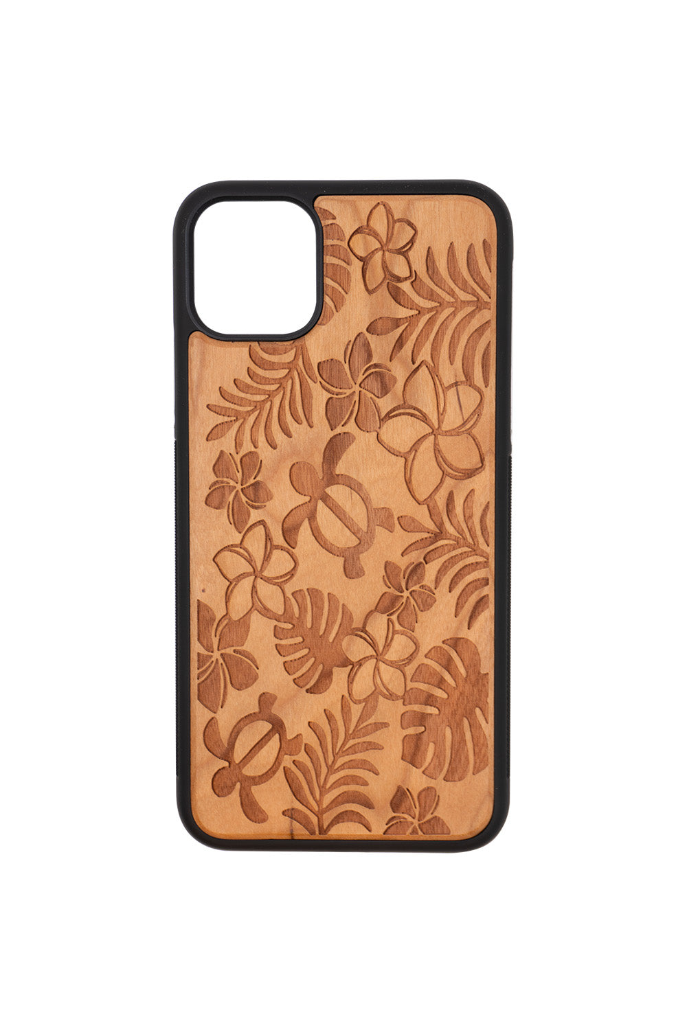 Tropical Flora Engraving iPhone 11 Pro Max Wood Case