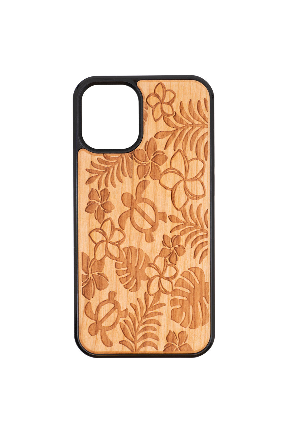 Tropical Flora Engraving iPhone 12 mini Wood Case