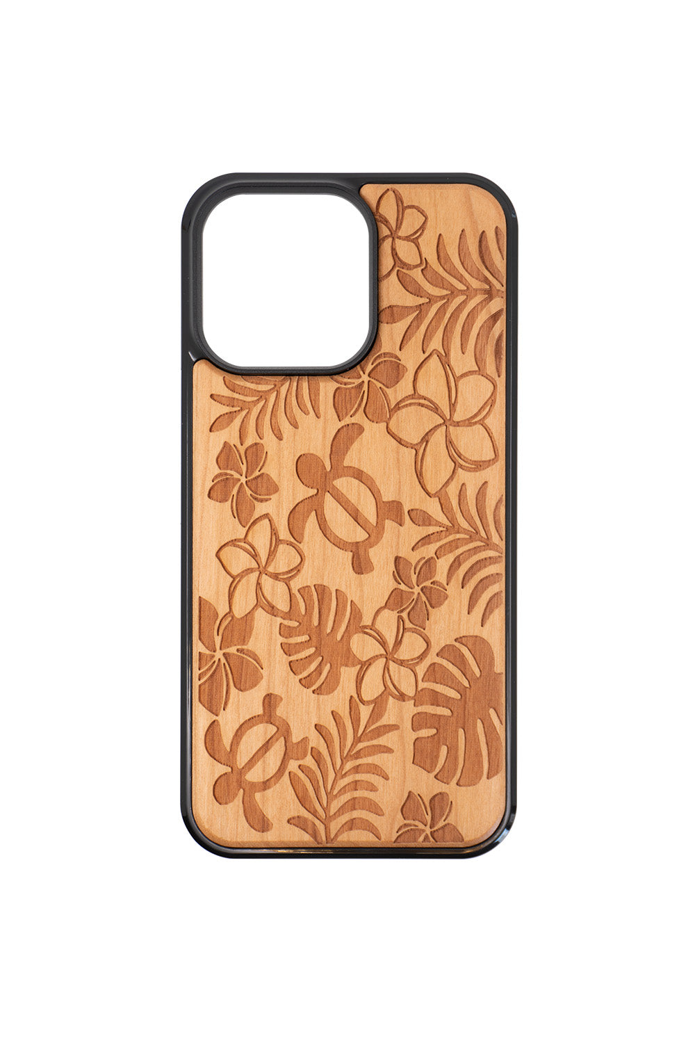 Tropical Flora Engraving iPhone 13 Pro Max Wood Case