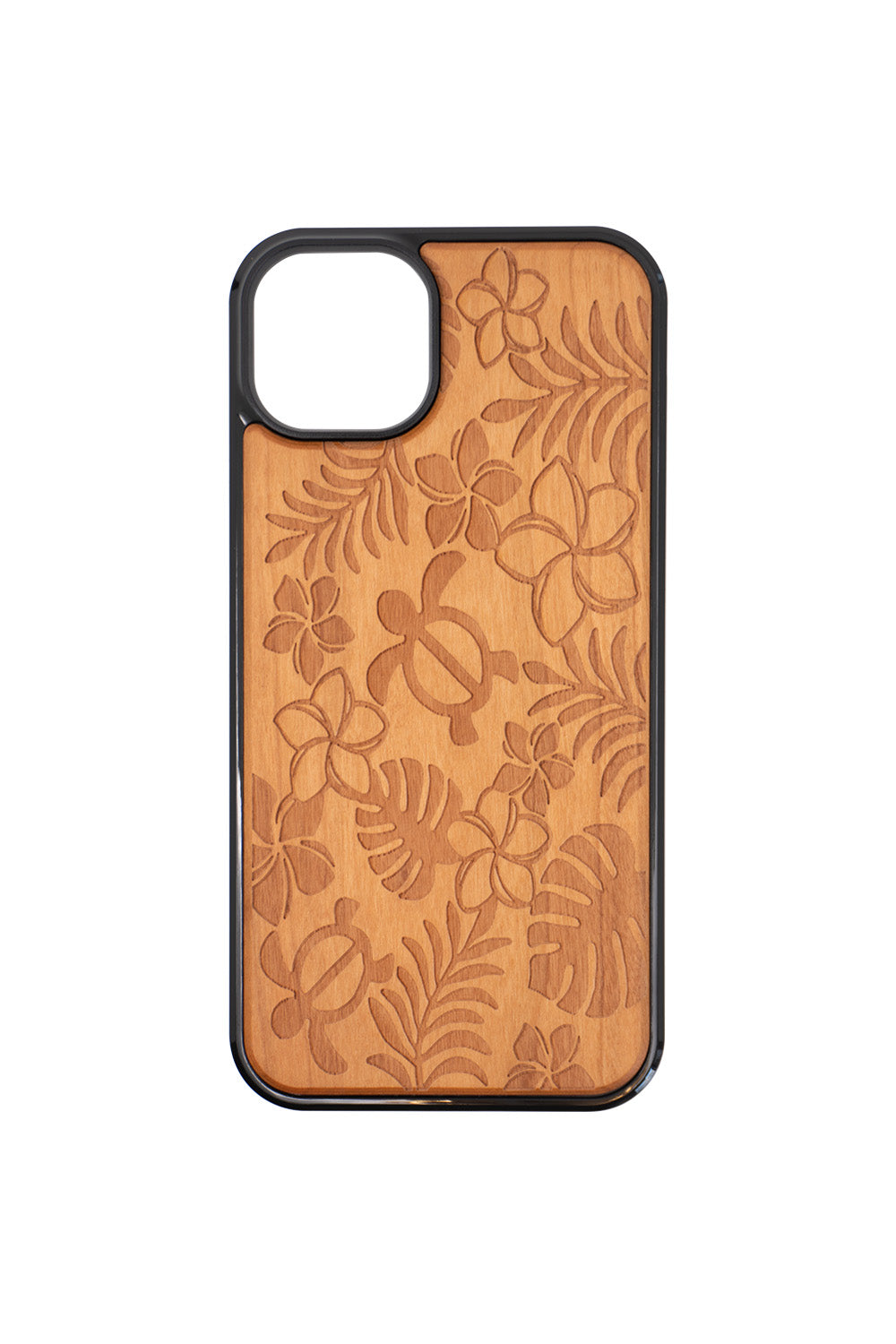 Tropical Flora Engraving iPhone 14 Plus Wood Case