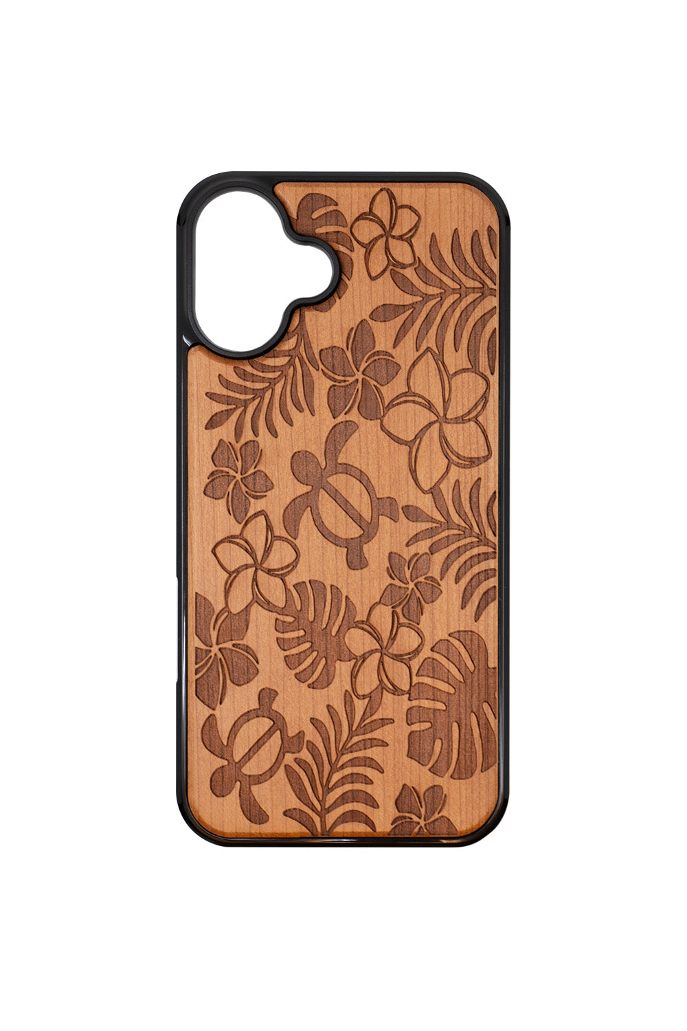 Tropical Flora Engraving iPhone 16 Wood Case