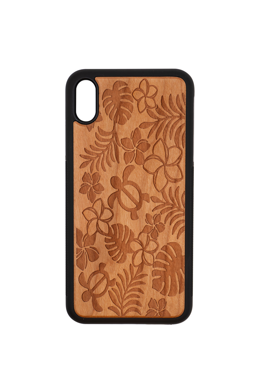 Tropical Flora Engraving iPhone XR Wood Case