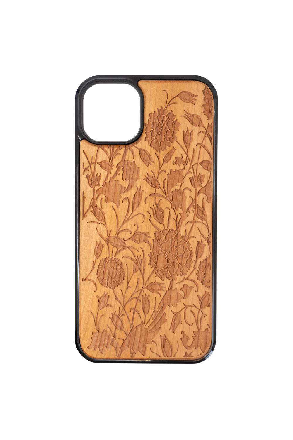 Tulip Engraving iPhone 14 Plus Wood Case